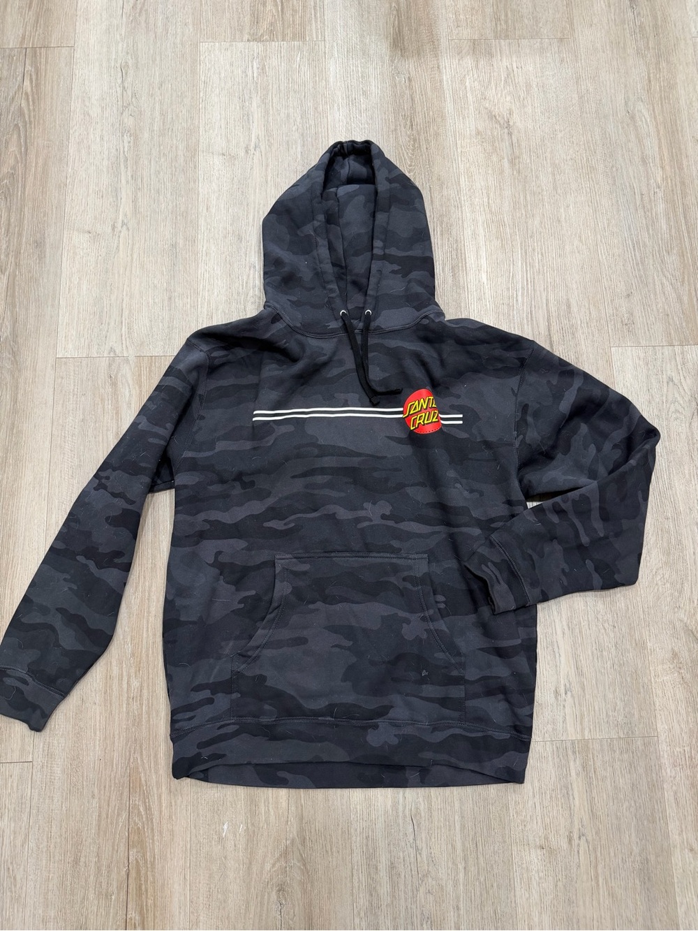 Santa Cruz Skateboards Black & Dark Gray Camo Pullover Hoodie